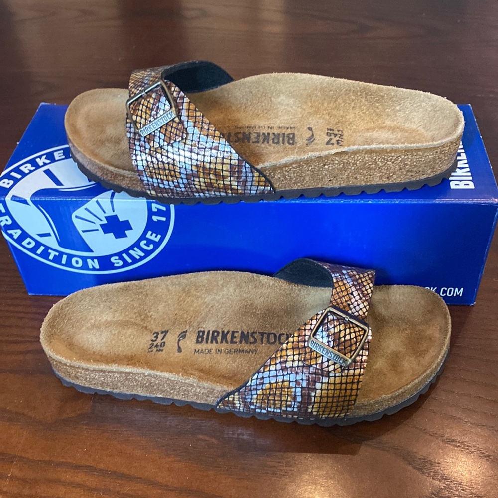New! Birkenstock Madrid Python Brown